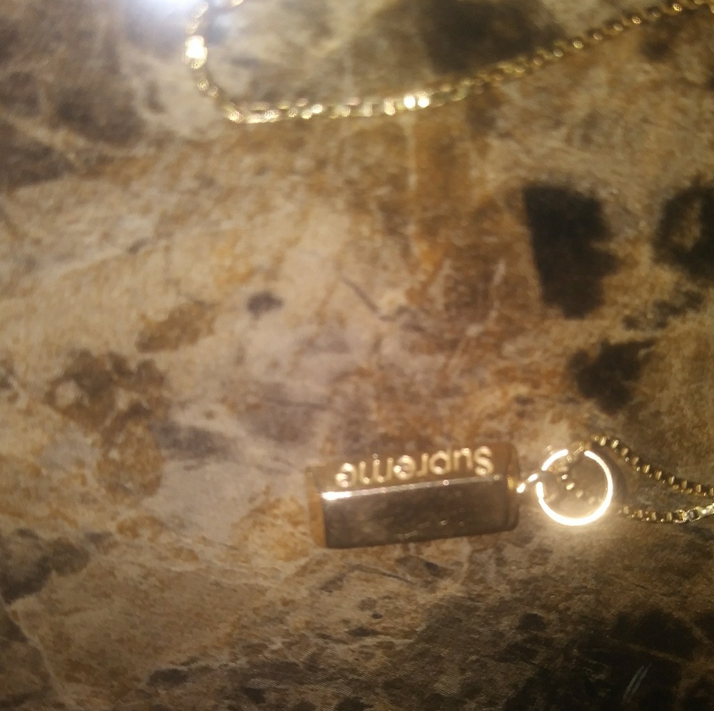 14k gold Supreme bar pendent
